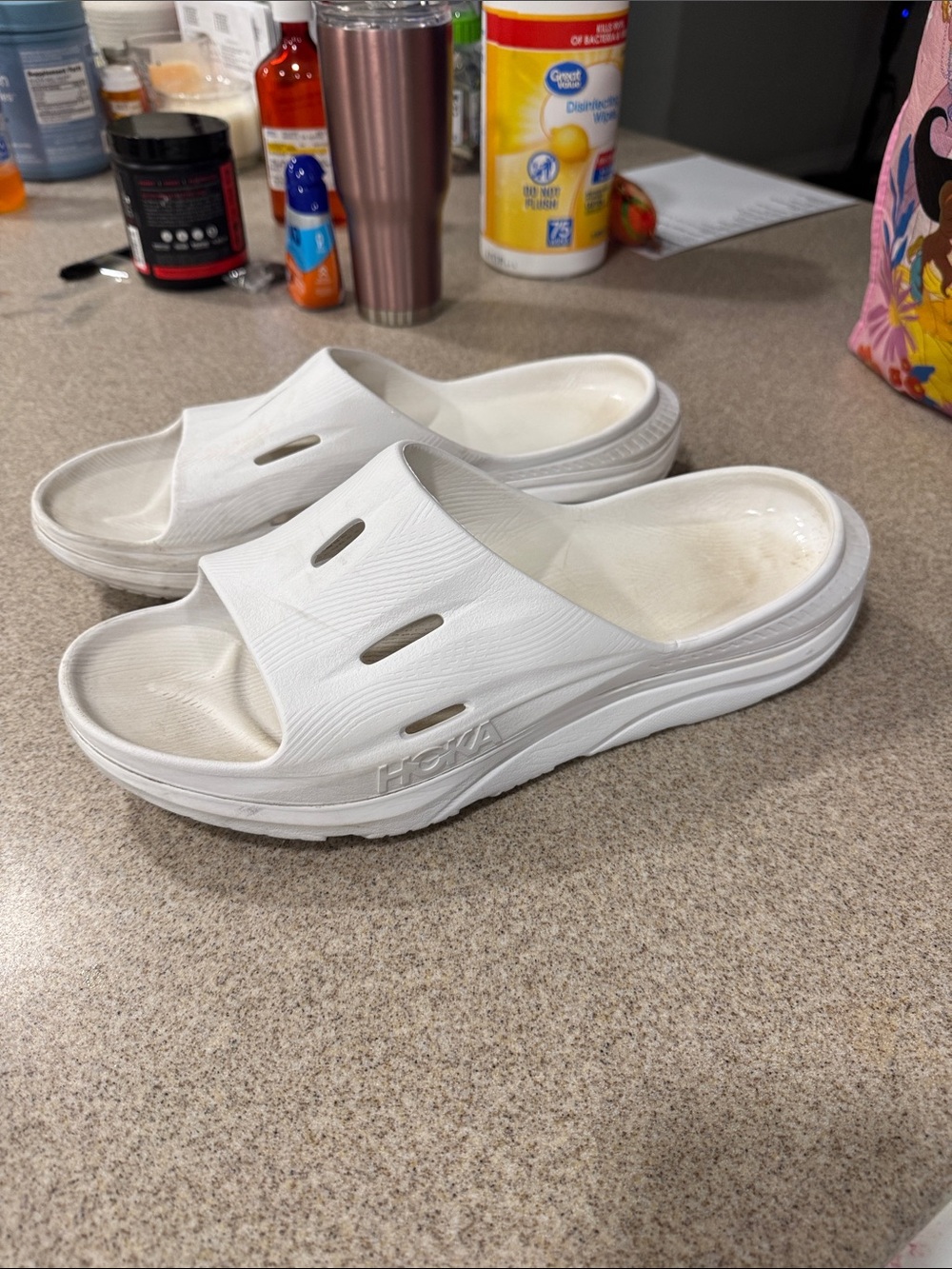 Hoka recovery slides White Slide Sandals - Cushioned Platform Look - Picture 2 of 5